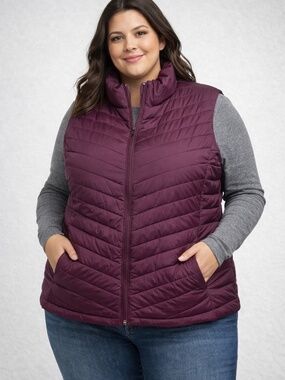 Old Navy Active Puffer Vest Womens Size 3X Purple Water Resistant Gorpcore
